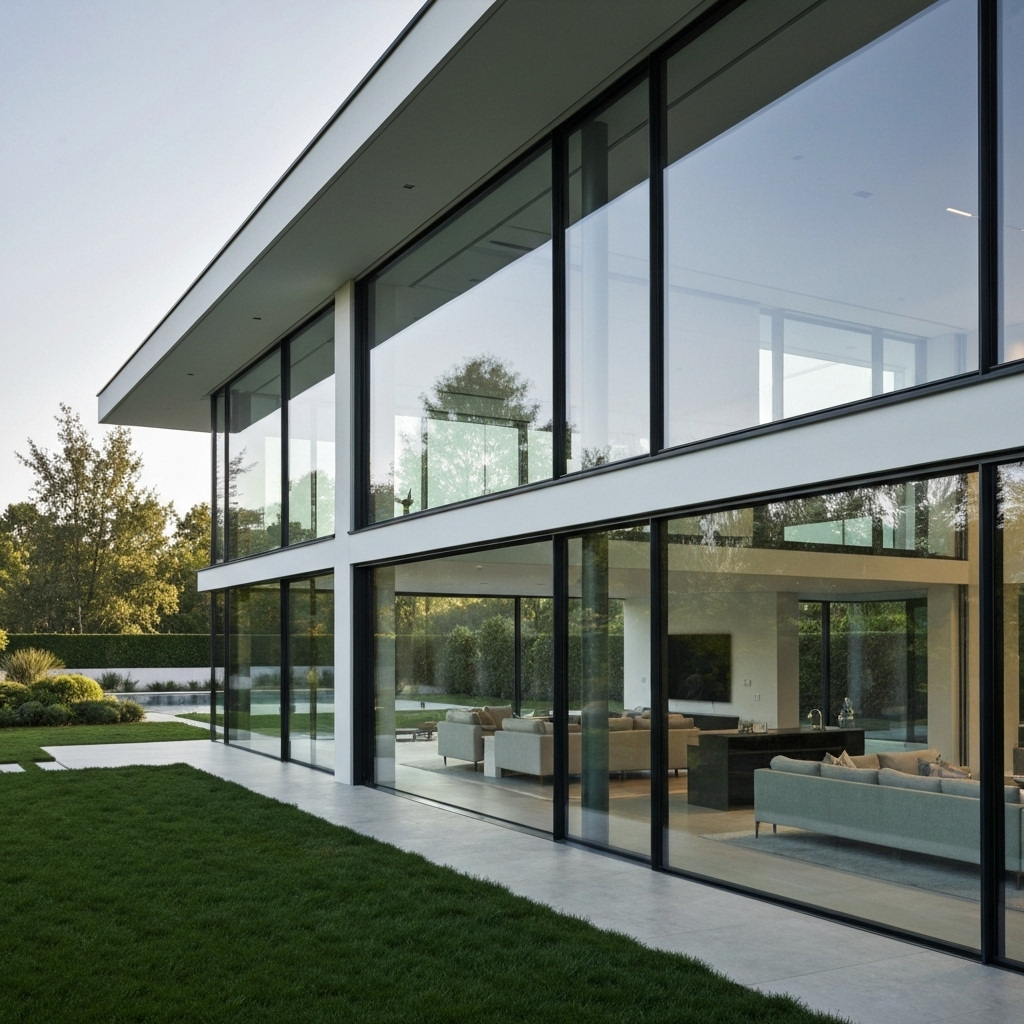 Fachada elegante con aluminio y vidrio para proyectos residenciales y comerciales